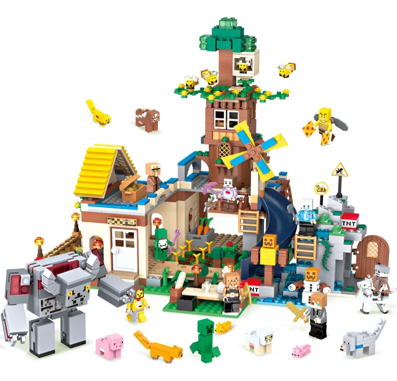 Minecraft MyWorld Stone House Village - Construction Set “Villa Stone” - 1402 Pieces - LEGO Compatible - Suitable for Ages 6 Years & Up